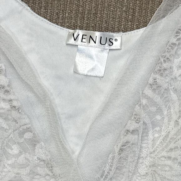 Venus White Fairy Grunge Y2K Fitted Lace Tulle Stretch Tank Top XS Cottage Boho - Picture 3 of 6